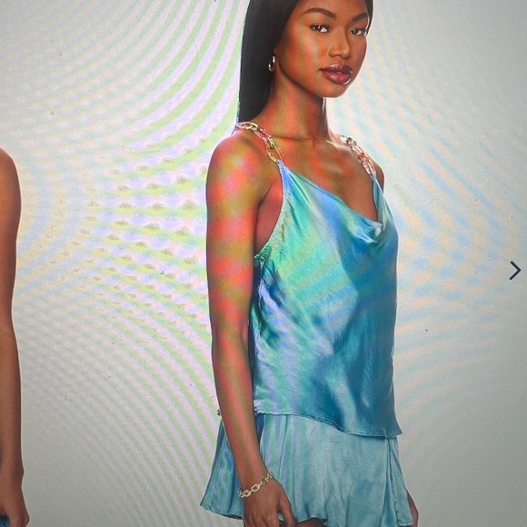 Elegant Blue Satin Mini Dress from Revolve - Picture 2 of 4